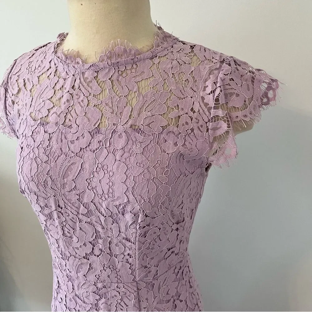 NEW Violet Floral Lace Cap Sleeve Cocktail Dress Size Small - Picture 5 of 9